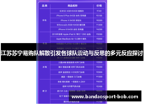 江苏苏宁易购队解散引发各球队震动与反思的多元反应探讨